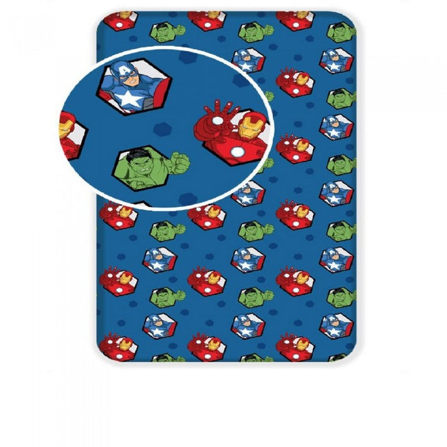 Front - Marvel Avengers Hexagon Fitted Sheet