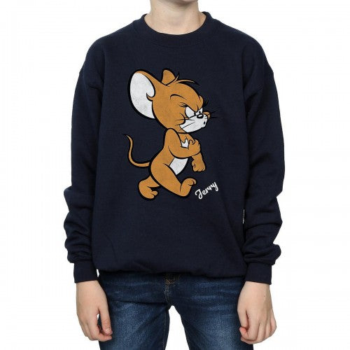 Front - Tom and Jerry Boys Angry Mouse Cotton Sweatshirt