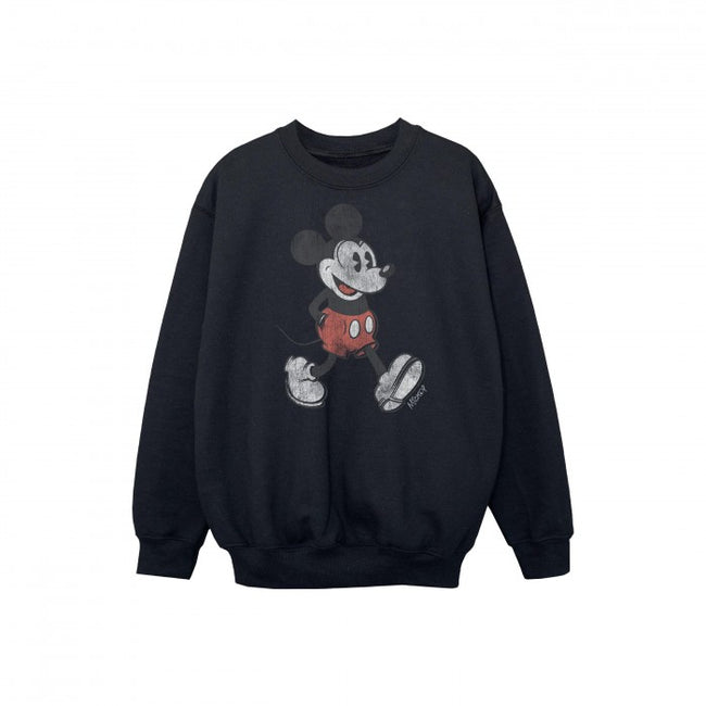 Front - Disney Boys Walking Mickey Mouse Cotton Sweatshirt