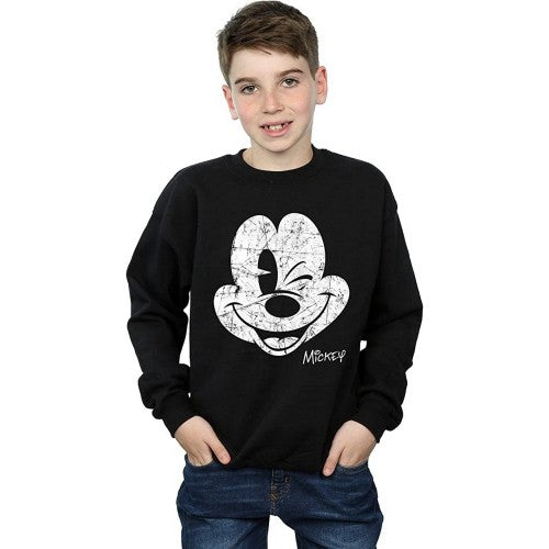 Front - Disney Boys Mickey Mouse Face Cotton Sweatshirt
