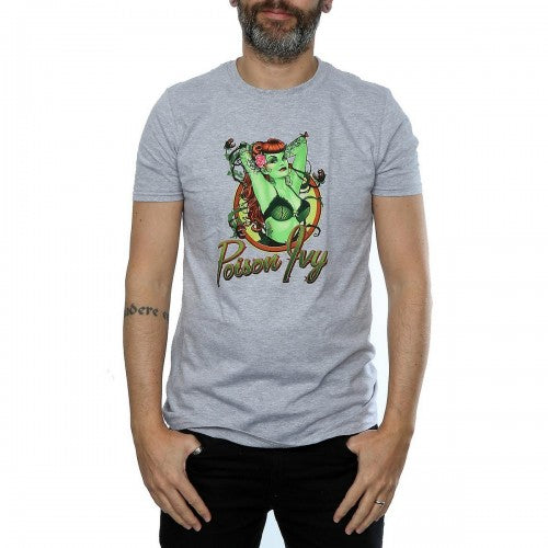 Front - DC Bombshells Mens Poison Ivy Button Heather T-Shirt