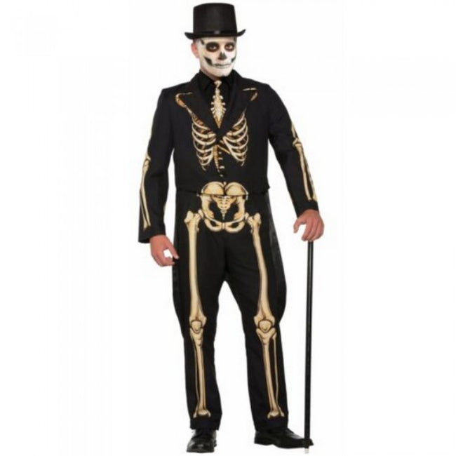 Front - Bristol Novelty Mens Skeleton Formal Costume