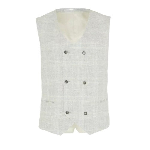 Front - Burton Mens Textured Check Tailored Vest