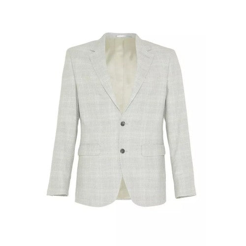 Front - Burton Mens Textured Check Tailored Suit Jacket