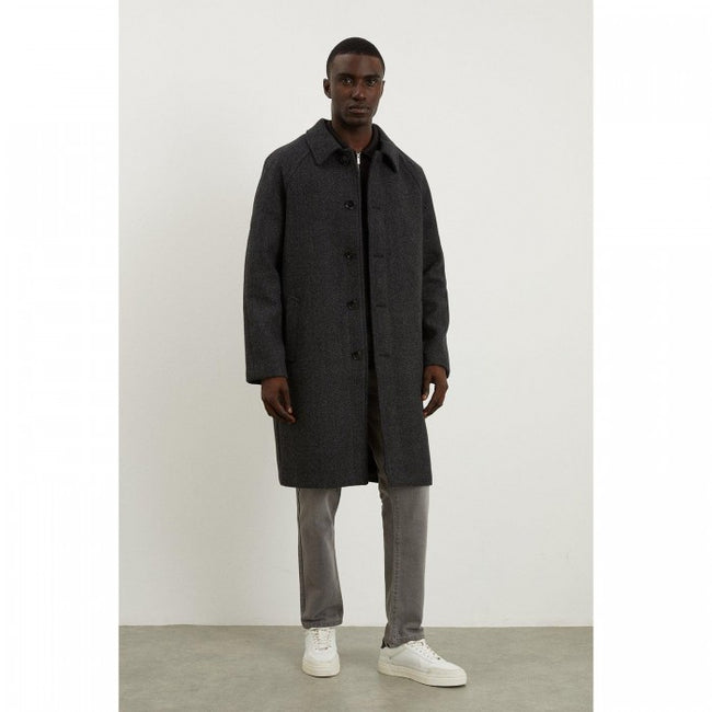 Front - Burton Mens Textured Wool Car Coat