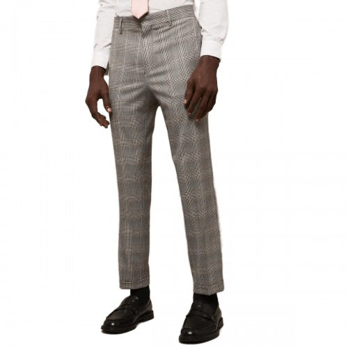 Front - Burton Mens Highlight Checked Slim Suit Trousers