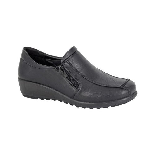 Front - Boulevard Womens/Ladies Twin Zip Loafers