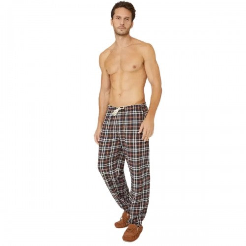 Front - Debenhams Mens Brushed Twill Checked Lounge Pants