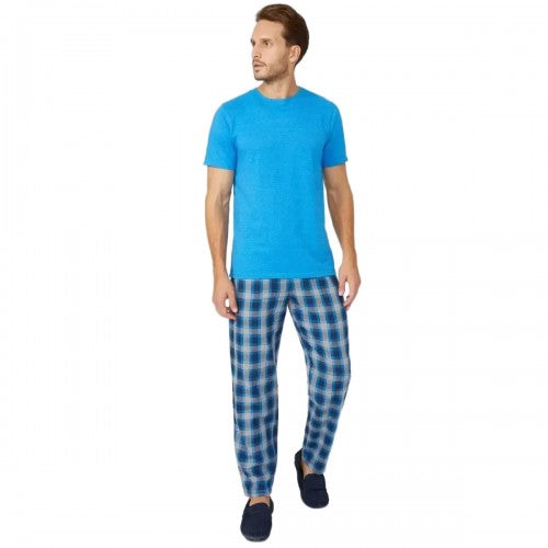 Front - Debenhams Mens Checked Brushed Pajama Set