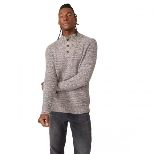 Front - Mantaray Mens Cross Stitch Button Detail Sweater
