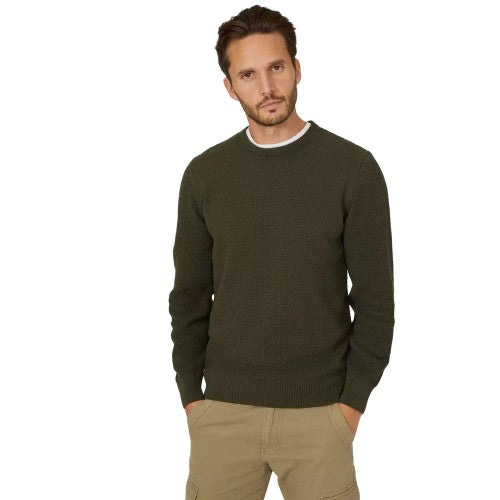 Front - Mantaray Mens Textured Crew Neck Sweater