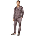 Front - Debenhams Mens Checked Brushed Woven Long Pyjama Set
