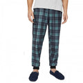 Front - Debenhams Mens Microfleece Checked Cuffed Lounge Pants
