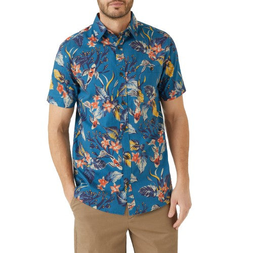 Front - Mantaray Mens Tropical Shirt