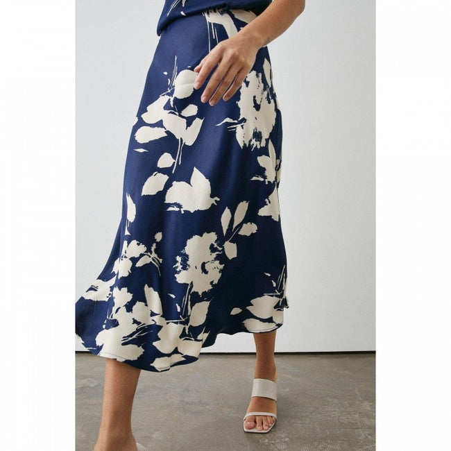 Front - Principles Womens/Ladies Leaf Print Elasticated Waist Midi Skirt