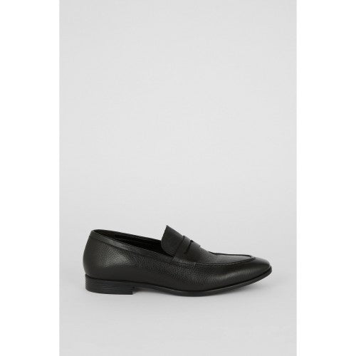 Front - Debenhams Mens Tumbled Leather Loafers