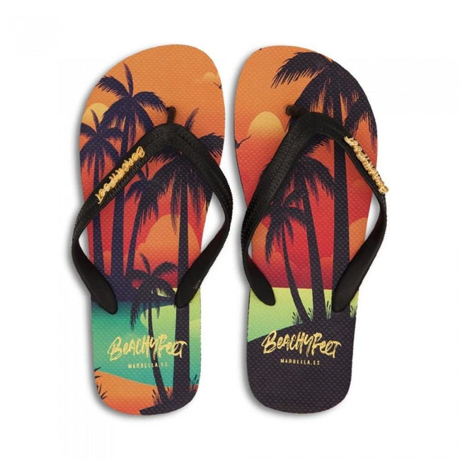 Front - BeachyFeet Mens Sunset Lover Flip Flops