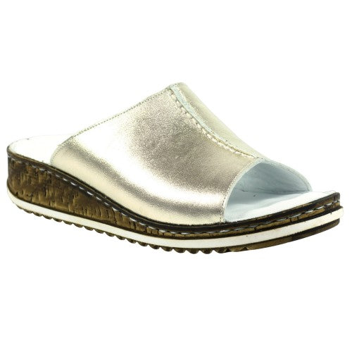 Front - Lunar Womens/Ladies Magnet Leather Sliders