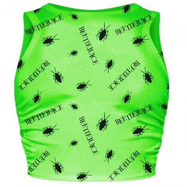 Front - Beetlejuice Womens/Ladies Repeat Logo Crop Top
