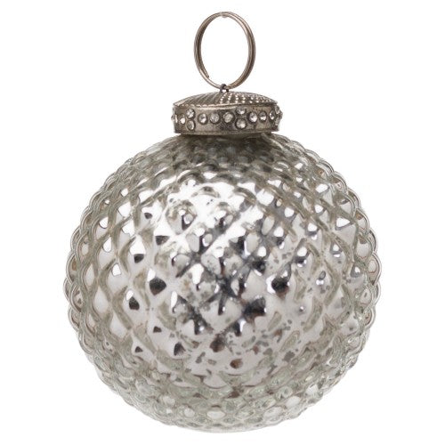 Front - The Noel Collection Glass Patterned Christmas Bauble