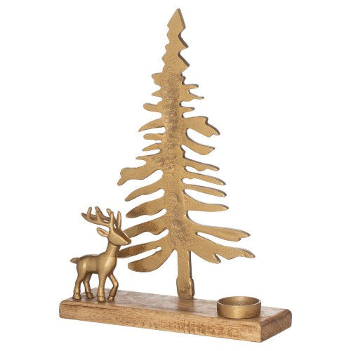 Front - Hill Interiors Stag Christmas Candle Holder