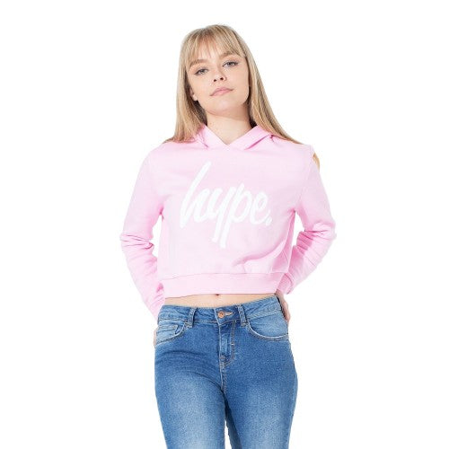 Front - Hype Kids/Childrens Script Crop Hoodie