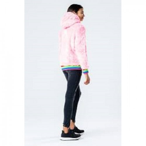 Pink - Side - Hype Childrens-Kids Cropped Pullover Hoodie