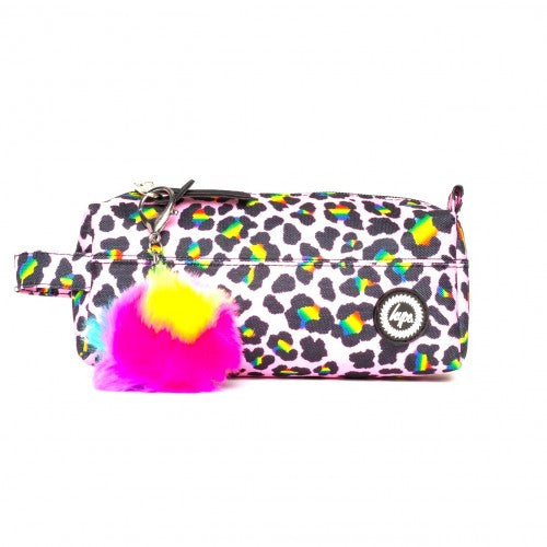 Front - Hype Rainbow Leopard Print Pencil Case