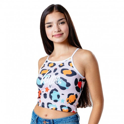 Front - Hype Girls Star Leopard Cropped Camisole