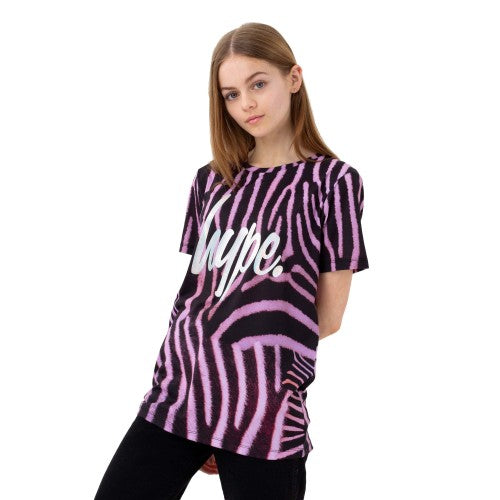 Front - Hype Girls Zebra Crush Script T-Shirt