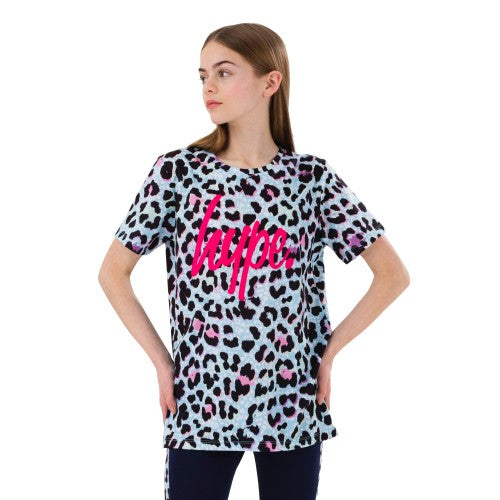Front - Hype Girls Leopard Print T-Shirt