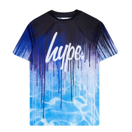 Front - Hype Boys Pool Drips Short-Sleeved Swim Top