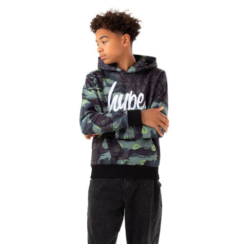 Front - Hype Boys Tyler Camo Script Hoodie