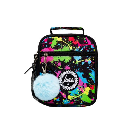 Front - Hype Rainbow Paint Splatter Lunch Bag