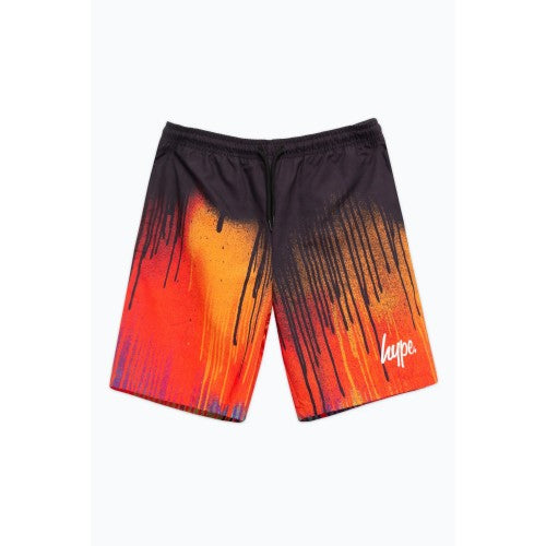 Front - Hype Boys Multi Drip Script Swim Shorts