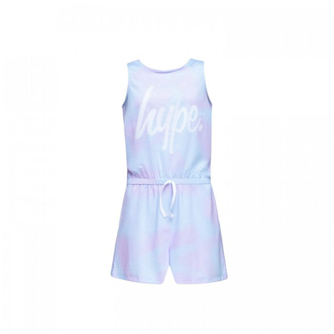 Front - Hype Girls Splodge Tie Dye Script Playsuit
