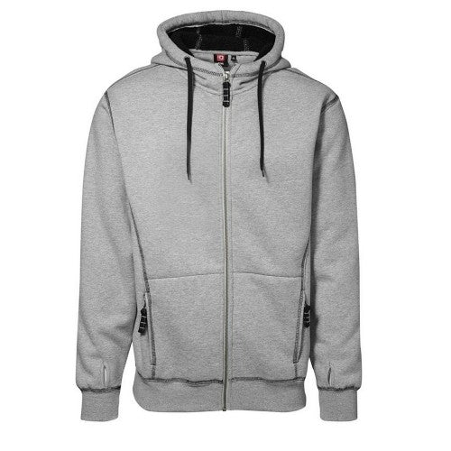 Front - ID Mens Worker Full Zip Sherpa Hoodie