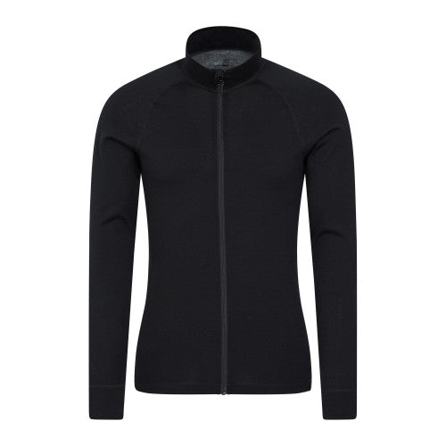 Front - Mountain Warehouse Mens Merino Wool Full Zip Base Layer Top