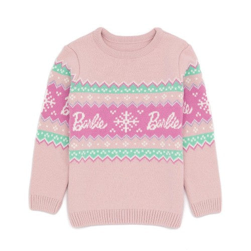 Front - Barbie Girls Fair Isle Sweater