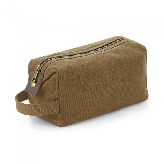 Front - Quadra Heritage Leather Trim Toiletry Bag