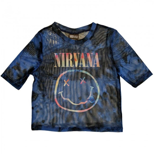 Front - Nirvana Womens/Ladies Logo Mesh Crop Top