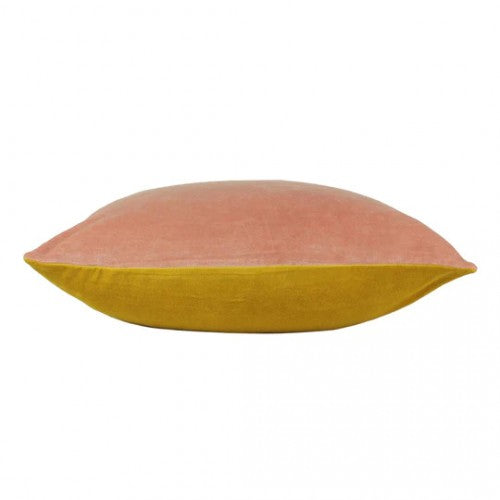 Pink-Ochre Yellow - Side - Furn Tanda Velvet Square Throw Pillow Cover