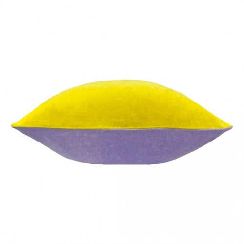 Lemon Yellow-Lilac - Side - Furn Tanda Velvet Square Throw Pillow Cover
