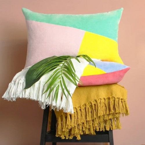 Mint-Pink-Lemon Yellow - Lifestyle - Furn Morella Abstract Throw Pillow Cover