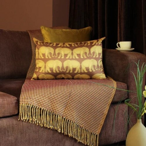 Brick Red - Lifestyle - Paoletti Parade Elephant Throw Pillow Cover