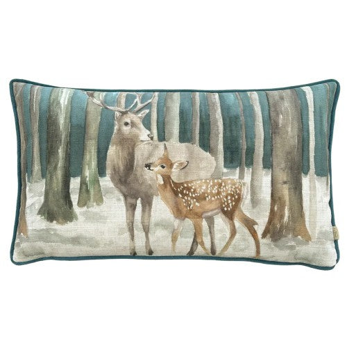 Front - Evans Lichfield Stag Scene Christmas Throw Pillow Cover