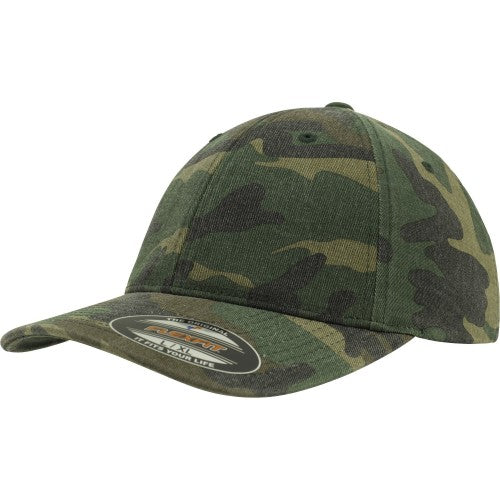 Front - Flexfit Garment Washed Camo Baseball Cap