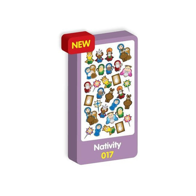 Front - Purple Peach Nativity Christmas Stickers