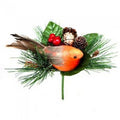 Front - Premier Robin With Pine Cone Pick Christmas Decoration