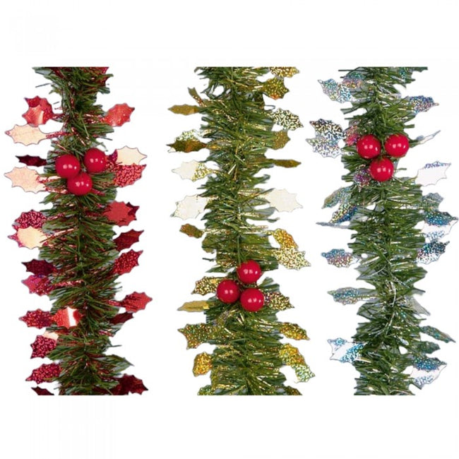 Front - Premier Tinsel Holly Artificial Garland